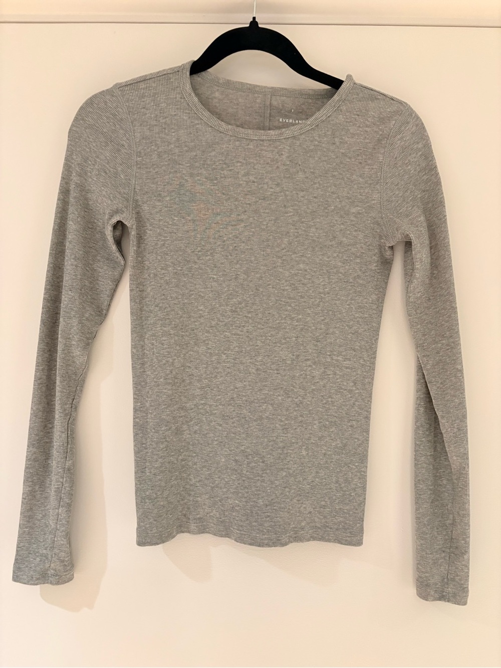 Everlane Light Gray Long-Sleeve Crewneck Top